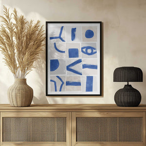 Tablou înramat „Minimalist Blue Brushstrokes” de Elena Ristova