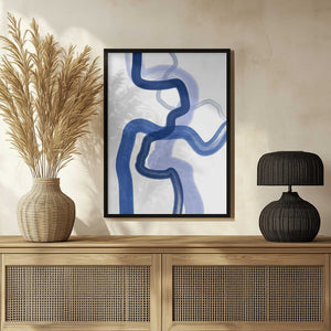 Tablou înramat „Fluid Blue Brushstrokes” de Elena Ristova