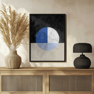 Tablou înramat „Isected Circle with Blue and White Quadrants” de Elena Ristova