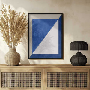 Tablou înramat „Blue Geometric Play” de Elena Ristova