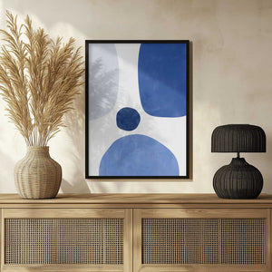 Tablou înramat „Blue Harmony Shapes” de Elena Ristova