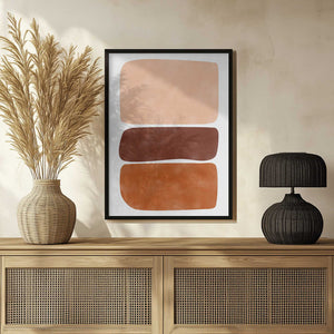 Tablou înramat „Three Stacked Earthy Toned Rectangles” de Elena Ristova