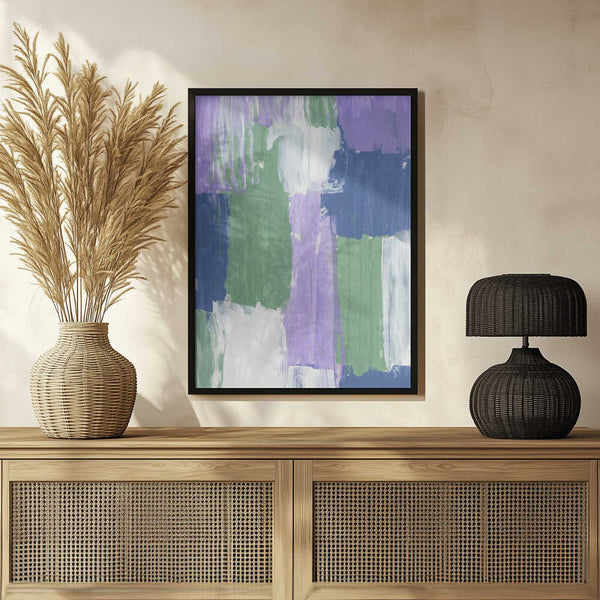Tablou înramat „Bold Brushstrokes in Lavender Green and Blue Hues” de uplusmestudio