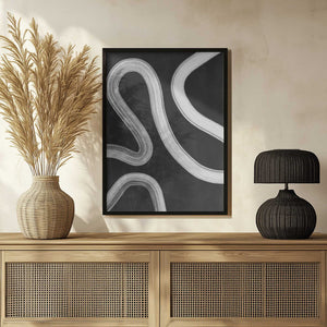 Tablou înramat „Curved Monochrome Paths” de Elena Ristova