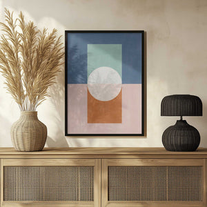 Tablou înramat „Geometric Shapes And A Muted Color Palette” de Elena Ristova