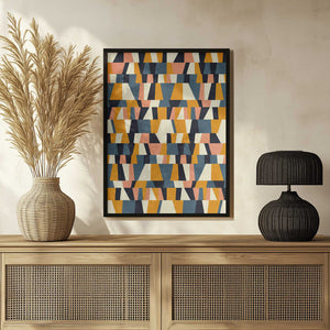 Tablou înramat „Rainbow Plus Shapes  Blue Mustard14” de Ana Rut Bre
