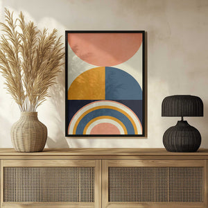 Tablou înramat „Rainbow Plus Shapes  Blue Mustard10” de Ana Rut Bre