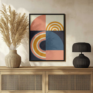 Tablou înramat „Rainbow Plus Shapes  Blue Mustard9” de Ana Rut Bre