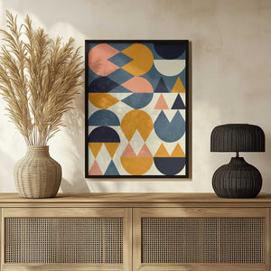 Tablou înramat „Rainbow Plus Shapes  Blue Mustard6” de Ana Rut Bre