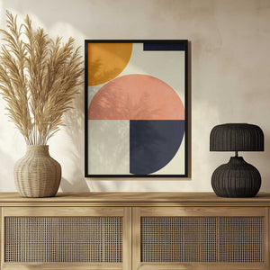 Tablou înramat „Rainbow Plus Shapes  Blue Mustard2” de Ana Rut Bre
