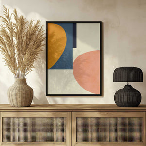 Tablou înramat „Rainbow Plus Shapes  Blue Mustard1” de Ana Rut Bre