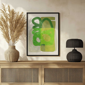 Tablou înramat „Painted Lines Green Tan 4 Kopie” de Ana Rut Bre
