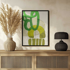 Tablou înramat „Painted Lines Green Tan 2 Kopie” de Ana Rut Bre