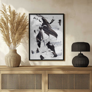 Tablou înramat „Monochrome Dynamic Brushstrokes” de uplusmestudio