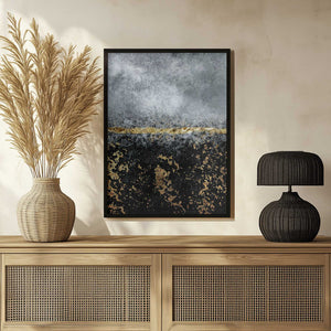 Tablou înramat „Gold Black Abstract” de Bilge Paksoylu