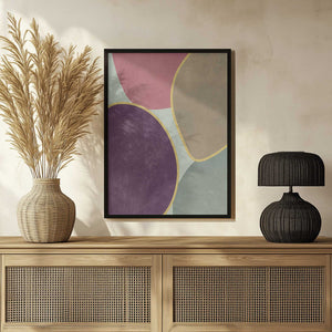Tablou înramat „Abstract Circles With Gold 4” de Bilge Paksoylu