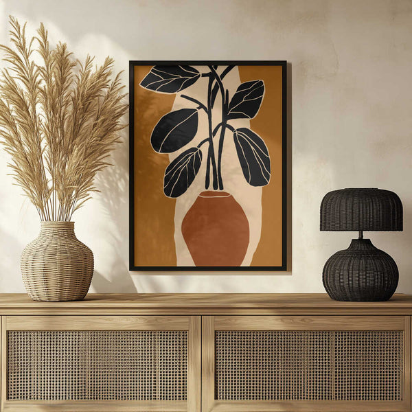 Tablou înramat „Bold Leaf Silhouette” de Treechild