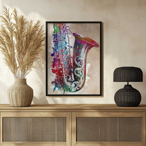 Tablou înramat „Saxophone music art” de Justyna Jaszke