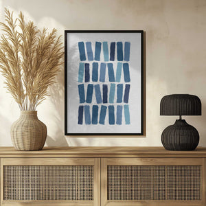 Tablou înramat „Blue Brush Strokes” de Orara Studio