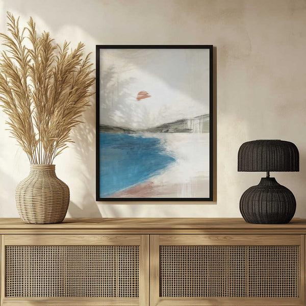 Tablou înramat „Landscape Painting with a Serene Beach” de Little Dean