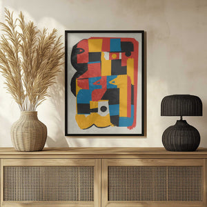 Tablou înramat „Bauhaus Abstract Color Block” de Little Dean
