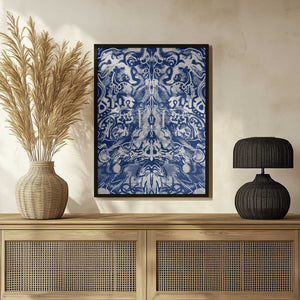 Tablou înramat „Symmetrical Blue and White Pattern” de Little Dean