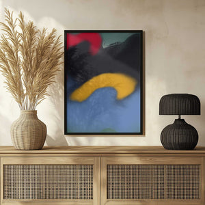Tablou înramat „Black and Blue Abstract Liquify” de Little Dean
