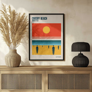 Tablou înramat „Crosby Beach Iron Men Liverpool Merseyside” de Retrodrome