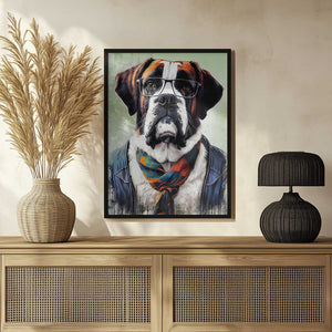 Tablou înramat „Hipster dog animal art” de Justyna Jaszke