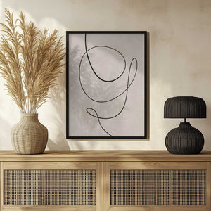 Tablou înramat „Minimal Line Art Abstract Drawing 01” de Little Dean