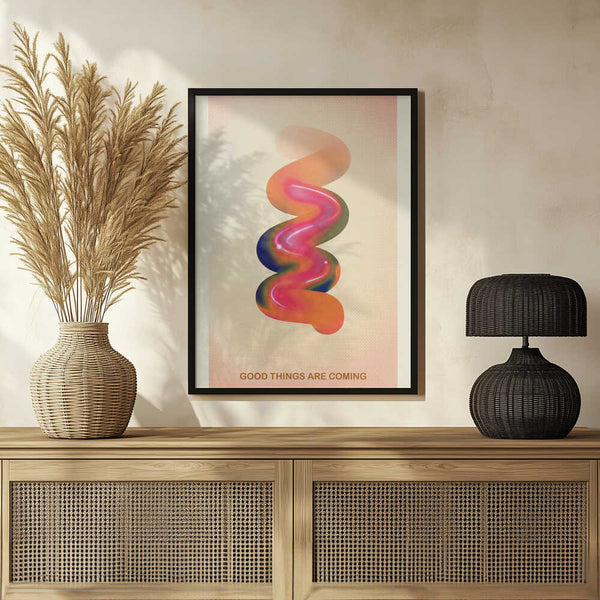 Tablou înramat „RETRO GRAPHIC NO.17 / GOOD THINGS ARE COMING” de The Art Concept