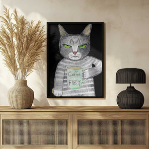 Tablou înramat „Coffee Cat” de Sharyn Bursic