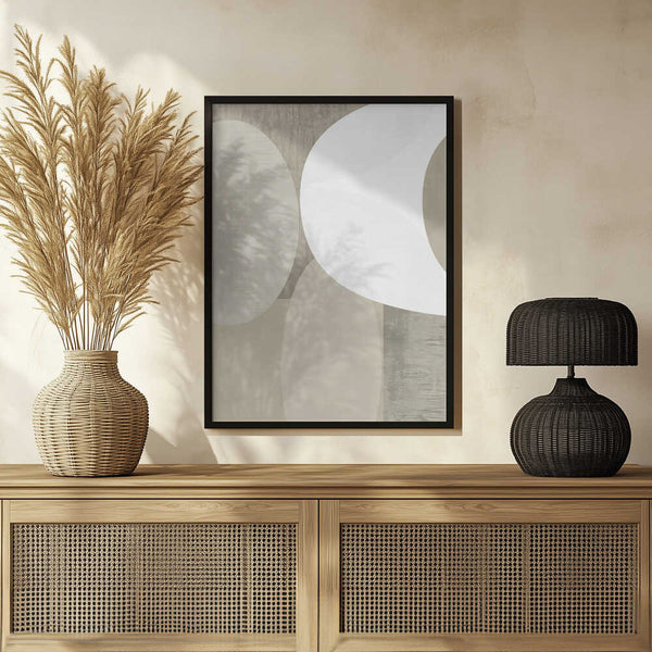 Tablou înramat „Black White Neutral Shapes 1” de cartissi