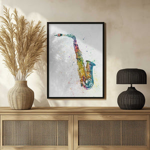 Tablou înramat „Saxophone Abstract Watercolor” de Michael Tompsett