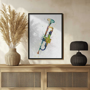 Tablou înramat „Trumpet Abstract Watercolor” de Michael Tompsett