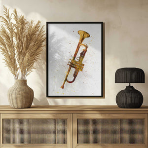 Tablou înramat „Trumpet Abstract Watercolor” de Michael Tompsett