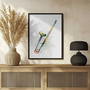 Tablou înramat „Trombone Abstract Watercolor” de Michael Tompsett