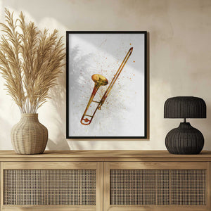 Tablou înramat „Trombone Abstract Watercolor” de Michael Tompsett