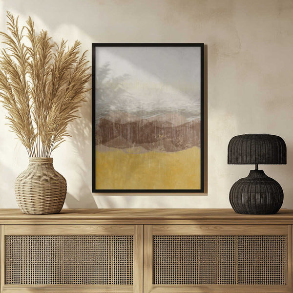Tablou înramat „Coastal landscape with beach and sea in earth tones” de Imaginative