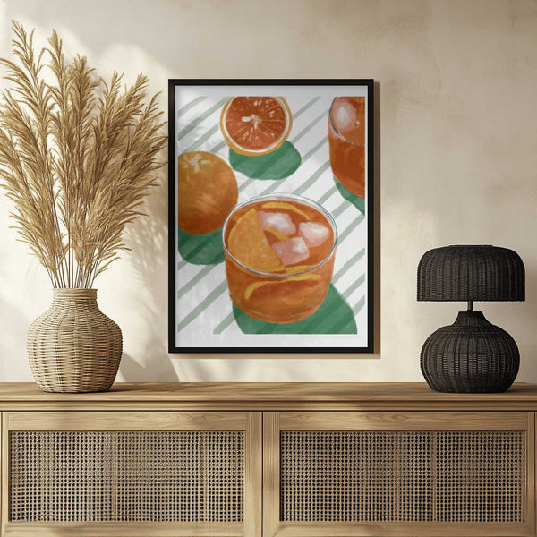 Tablou înramat „Pandc Cocktailandstripes Copy 2” de Jenny Liz Rome