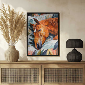 Tablou înramat „Animal Watercolor Art Horse Sleeping” de Justyna Jaszke