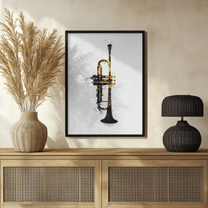 Tablou înramat „Black and Gold Music Art Trumpet” de Justyna Jaszke