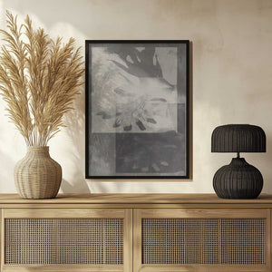 Tablou înramat „Whispering Leaves – Abstract Pattern in Taupe and White” de Dina Dankers