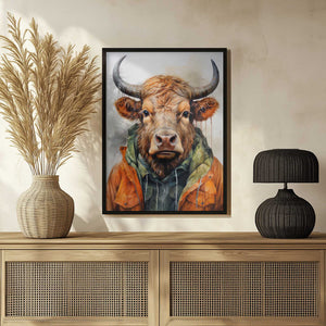 Tablou înramat „Buffalo Watercolor Animal Art (3)” de Justyna Jaszke