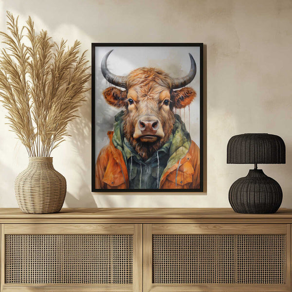 Tablou înramat „Buffalo Watercolor Animal Art (3)” de Justyna Jaszke