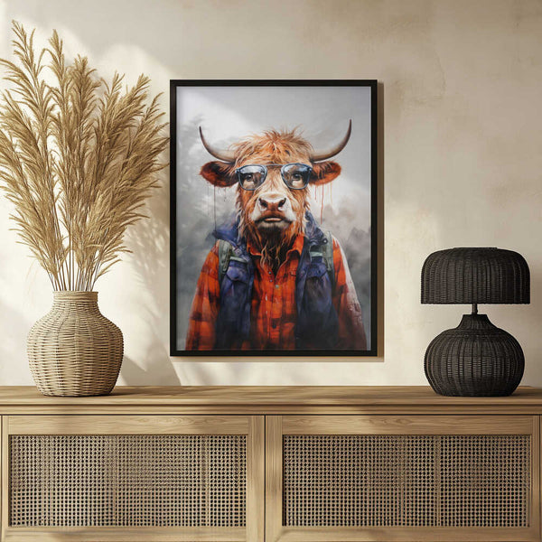 Tablou înramat „Buffalo Watercolor Animal Art (4)” de Justyna Jaszke