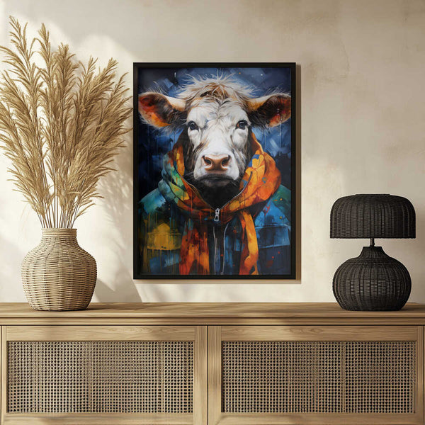 Tablou înramat „Cow Watercolor Animal Art” de Justyna Jaszke