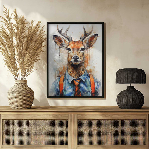 Tablou înramat „Deer Watercolor Animal Art (1)” de Justyna Jaszke
