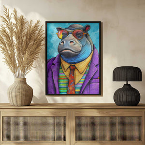 Tablou înramat „Hippopotamus Watercolor Animal Art” de Justyna Jaszke