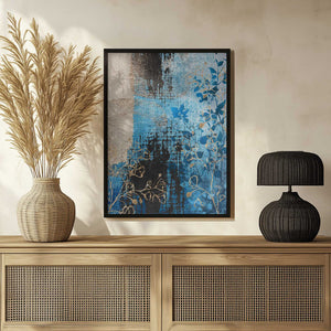 Tablou înramat „Denim Floral 2” de Sally Ann Moss
